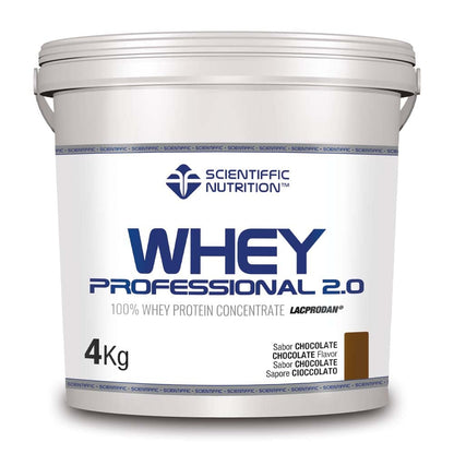 Scientiffic Nutrition - Whey Professional 2.0 Proteinas Whey en Polvo 100% Pura, para Aumentar la Masa Muscular, con Enzimas Digestivas y Lactasa - 2kg, Sabor Chocolate.