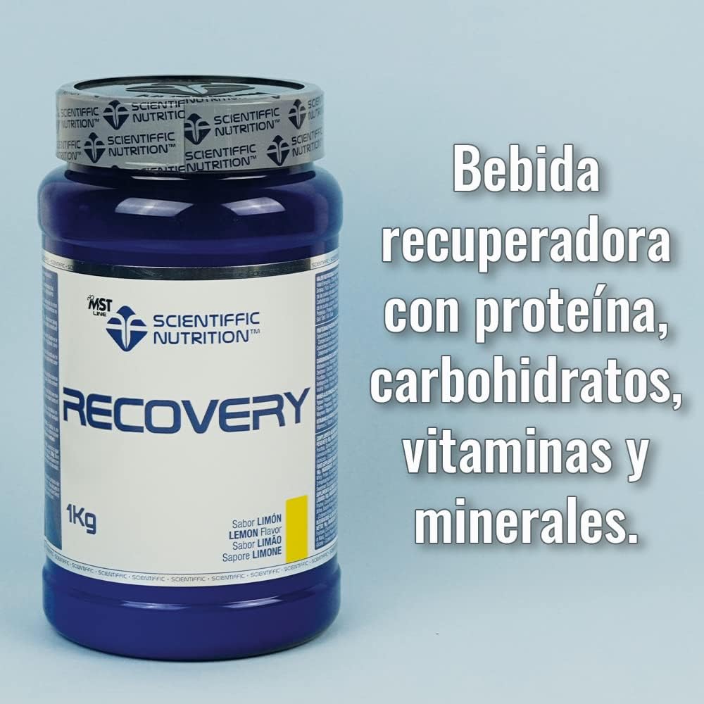 Scientiffic Nutrition - Recovery, Bebida Post Entreno para una Rápida Recuperación Muscular con Hidratos de Carbono, Hidrolizado y Proteína de Suero de Leche - 1kg, Sabor Limón.