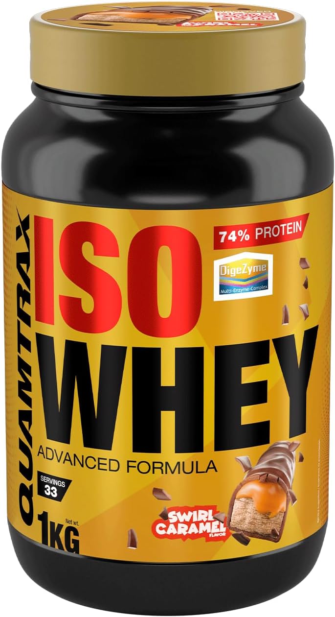 Quamtrax Nutrition - Iso Whey - 1 kg - Swirl Caramel - Whey protein with high protein, fast absorption and low in fat