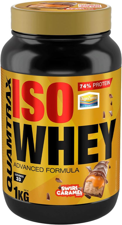Quamtrax Nutrition - Iso Whey - 1 kg - Swirl Caramel - Whey protein with high protein, fast absorption and low in fat
