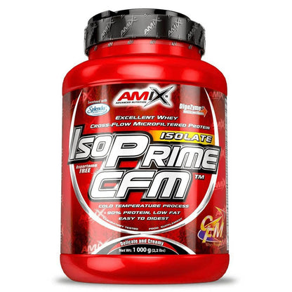 AMIX - Proteína Isolada Isoprime CFM, 1 Kg - Gran Aporte de Aminoácidos - Contiene Enzimas Digestivas - Libre de Aspartamo, Proteínas para Aumentar Masa Muscular, Sabor Chocolate