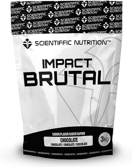 Scientiffic Nutrition - Brutal Impact, Ganador de Peso y Masa Muscular, Mass Gainer con Carbohidratos, Proteina de Suero y Aminoácidos como la Creatina - 3Kg, Sabor Chocolate.