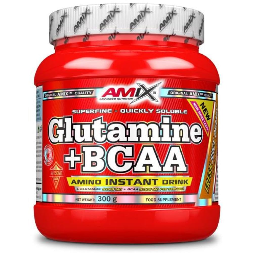 AMIX - Bcaa Glutamina - 530 Gramos - Complemento Alimenticio de Glutamina en Polvo - Reduce el Catabolismo Muscular - Óptimo para Deportistas - Sabor Piña - Aminoácidos Ramificados