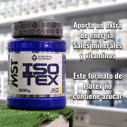 Scientiffic Nutrition - Isotex, Bebida Isotónica Instántanea en Polvo, Aporta Sales Minerales, Electrolitos y Energía, Bebida Deportiva - Sabor Limón, 500 g