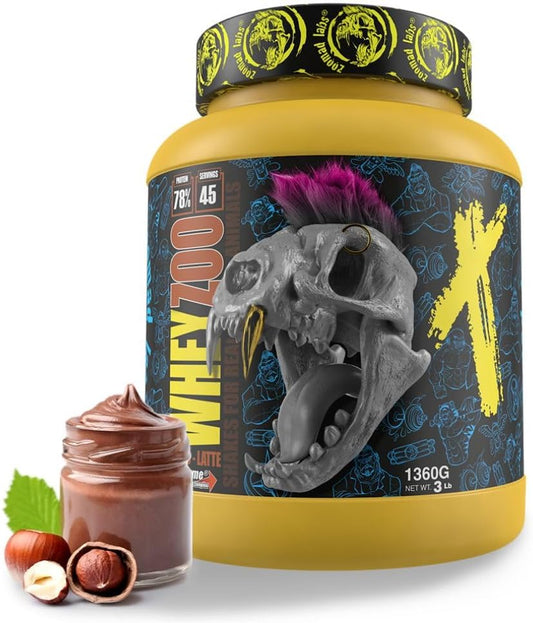WHEYZOO de Zoomad Labs | 100% Whey Proteína en Polvo Pura | Tonifica y aumenta la masa muscular | Protege músculos y ayuda a la recuperación de los tejidos fibrosos - 1360g (Choco Latte)