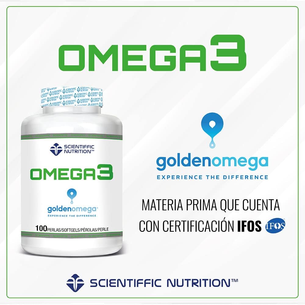 Scientiffic Nutrition - Omega 3 Cápsulas Aceite de Pescado 2000mg, Contiene EPA, DHA y Vitamina E, Mantiene los Niveles de Colesterol - 100 Perlas.