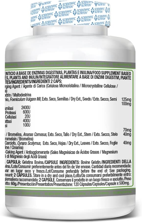 Scientiffic Nutrition - Digezymex, Enzimas Digestivas para Mejorar la Digestión y Reducir la Acidez - 120 Cápsulas Digezyme.