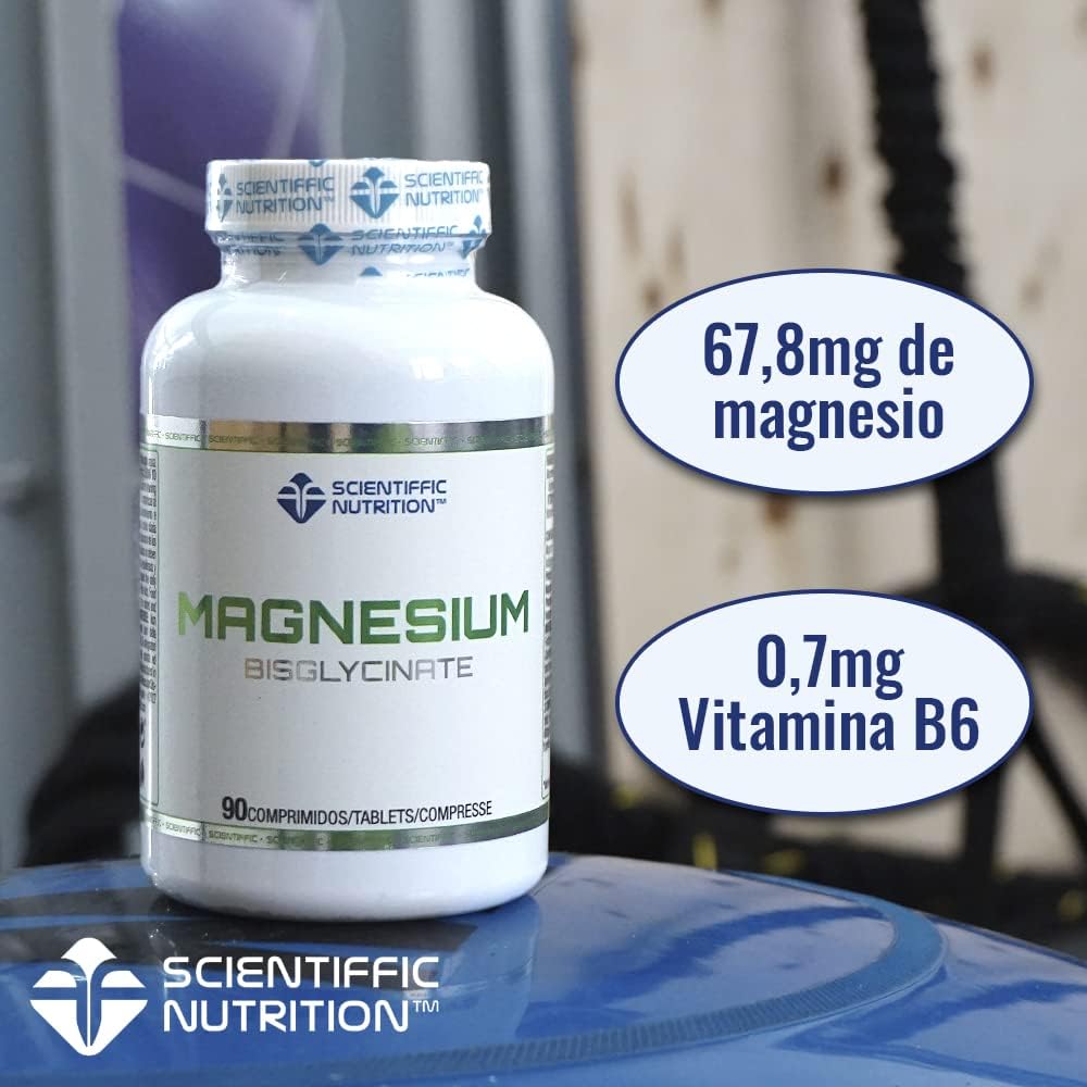 Scientiffic Nutrition - Magnesium Bisglycinate 300mg, Comprimidos de Magnesio Bisglicinato y Vitamina B6, Complemento Alimenticio de Alta Absorción, 90 Cápsulas.