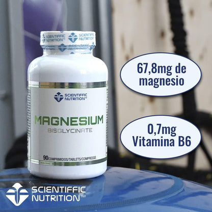 Scientiffic Nutrition - Magnesium Bisglycinate 300mg, Comprimidos de Magnesio Bisglicinato y Vitamina B6, Complemento Alimenticio de Alta Absorción, 90 Cápsulas.