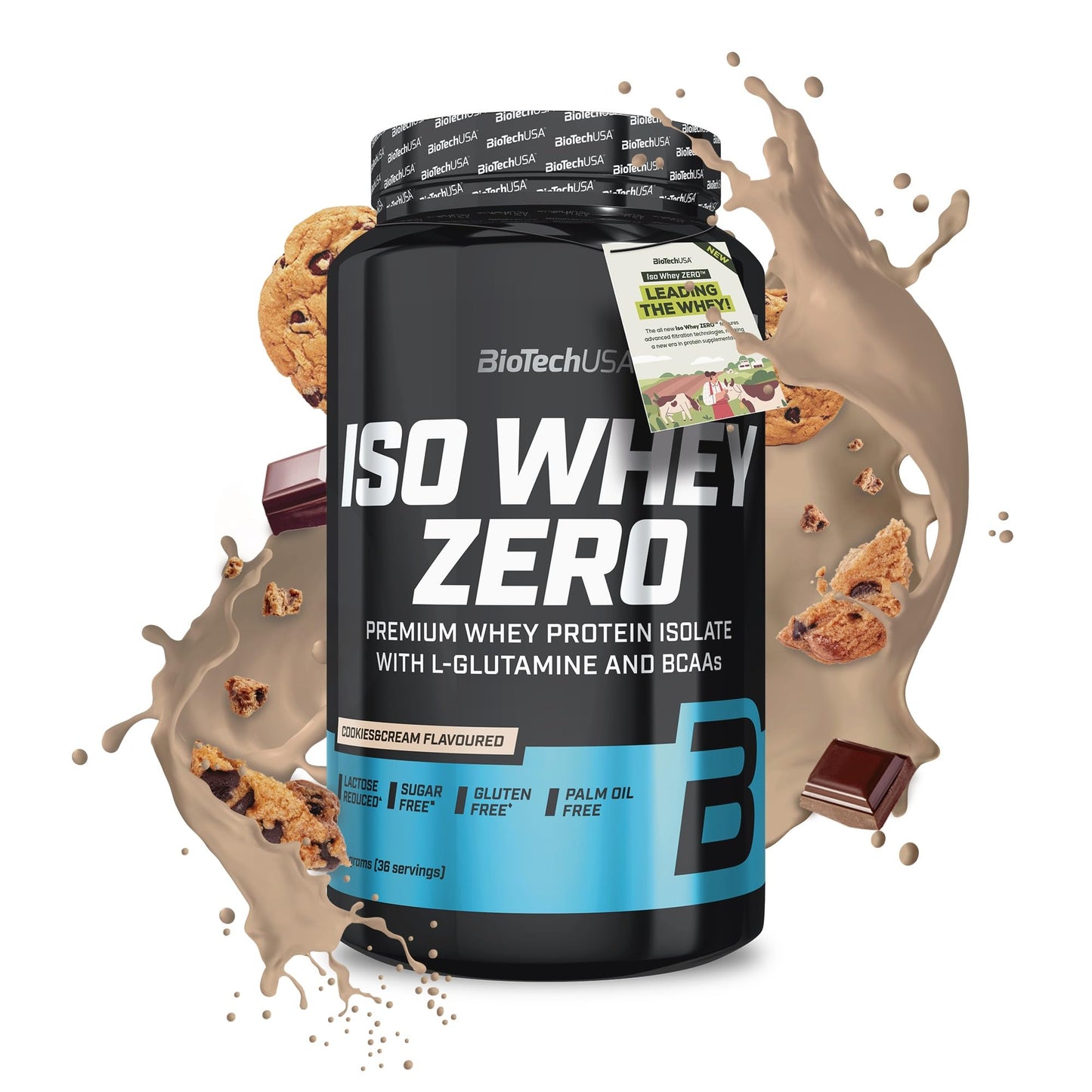 BioTechUSA Iso Whey Zero | Premium Whey Protein Isolate | Grass-Fed | Enzyme-Free | Sugar- and Gluten-free, 908 g, Chocolate