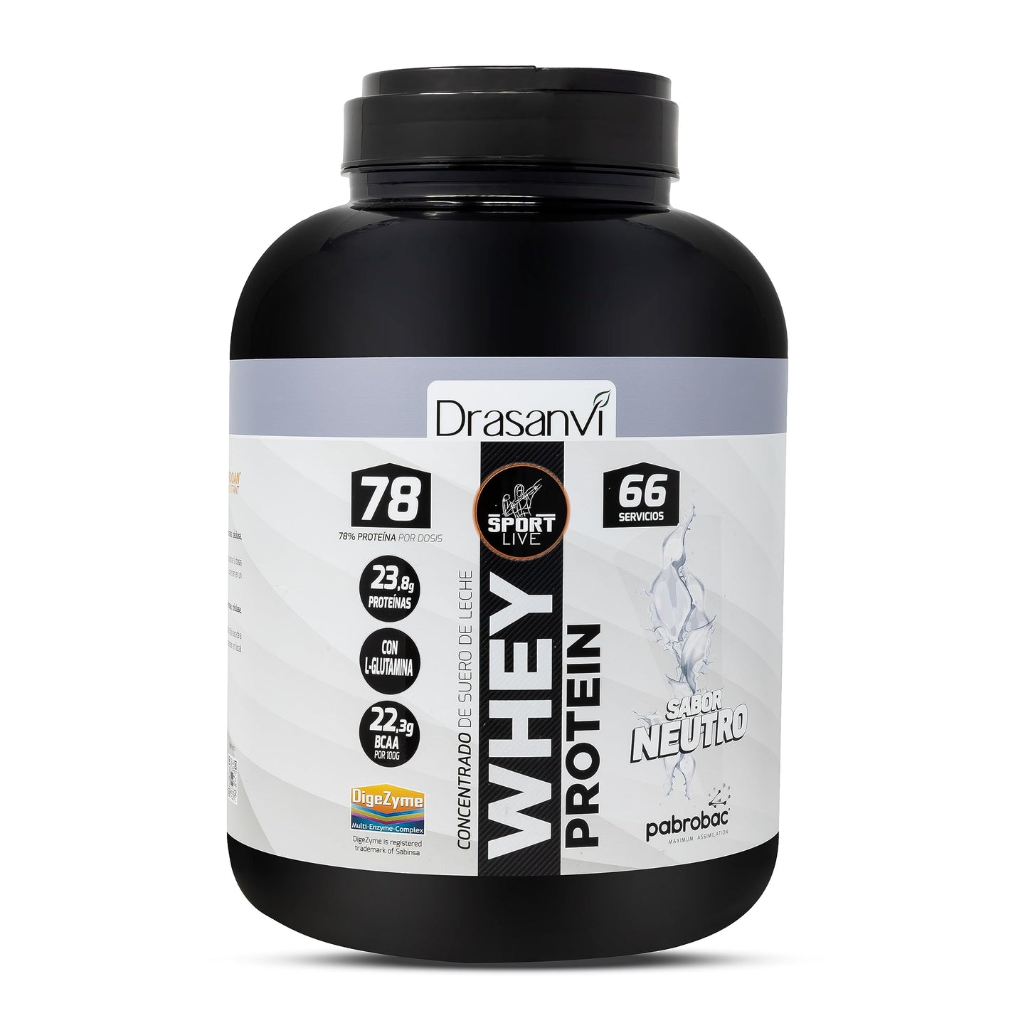 SPORT LIVE Concentrado de proteinas de suero de leche | Whey Protein en polvo con L-Glutamina y L-Leucina | Ayuda a aumentar tu masa muscular | Mejora tus batidos |Doble Chocolate | 750 GR