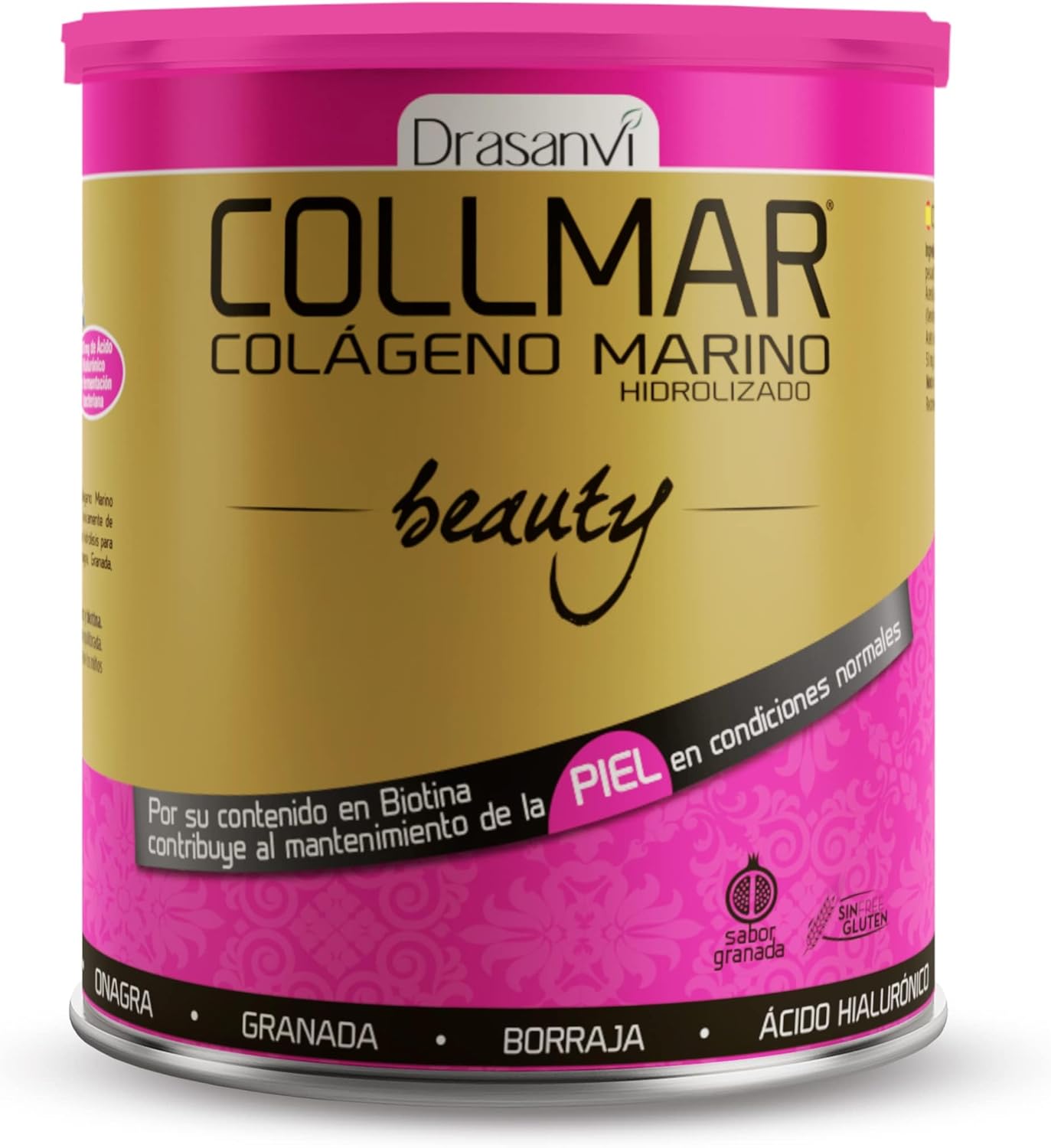DRASANVI COLLMAR BEAUTY COLAGENO MARINO PARA LA PIEL | Colageno Hidrolizado con Vitamina C Natural, Biotina y Acido Hialuronico| Piel Bonita e Hidratada| Sabor Granada | 275 GR