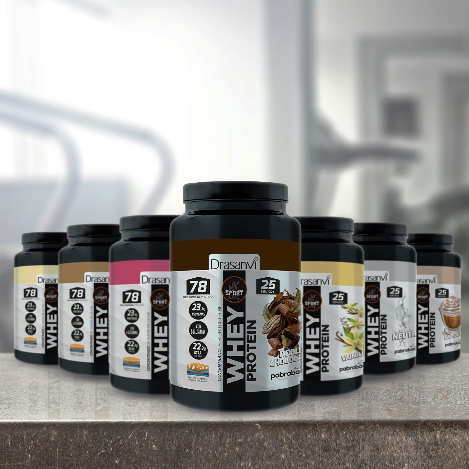 SPORT LIVE Concentrado de proteinas de suero de leche | Whey Protein en polvo con L-Glutamina y L-Leucina | Ayuda a aumentar tu masa muscular | Mejora tus batidos |Doble Chocolate | 750 GR