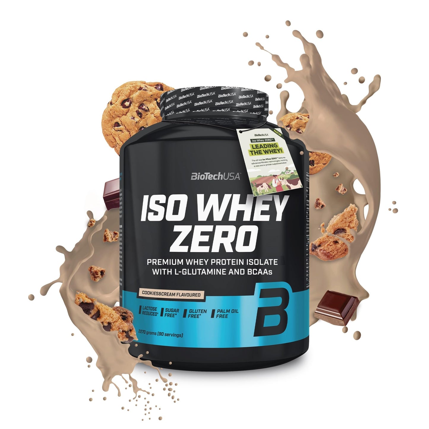BioTechUSA Iso Whey Zero | Premium Whey Protein Isolate | Grass-Fed | Enzyme-Free | Sugar- and Gluten-free, 908 g, Chocolate