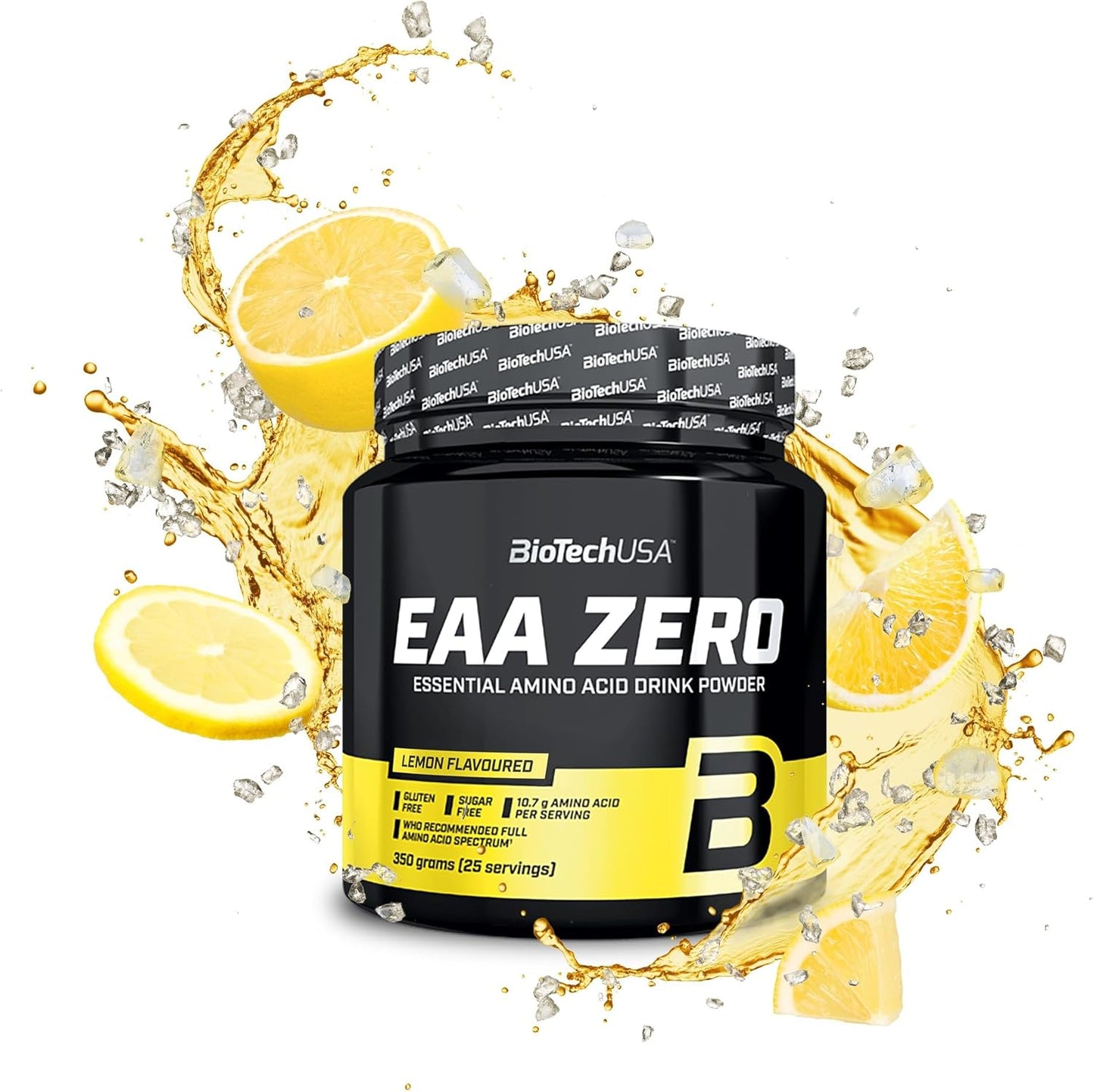 BioTechUSA EAA Zero - Essential Amino Acid Power | 7160mg EAA/porción | Proporción recomendada por la OMS | Sin azúcar, sin gluten, 350 g, Limón