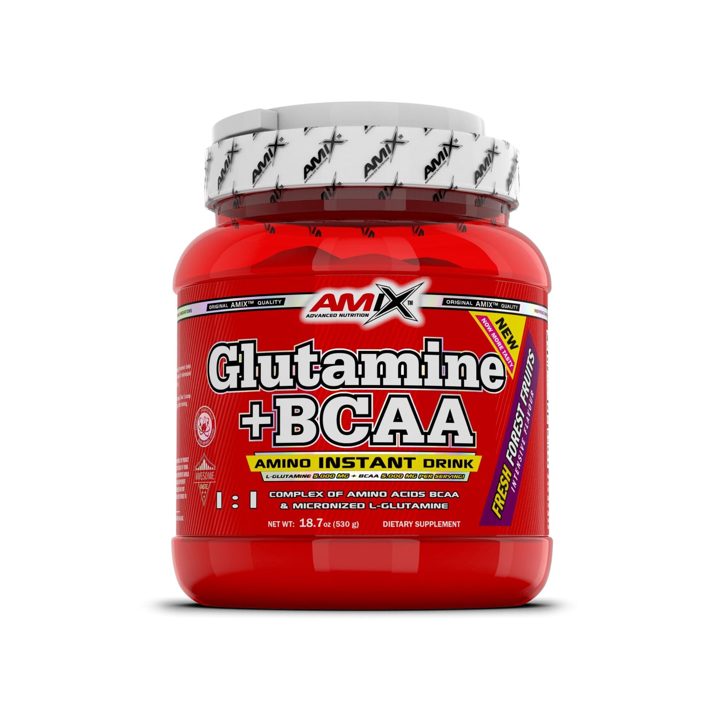 AMIX - Bcaa Glutamina - 530 Gramos - Complemento Alimenticio de Glutamina en Polvo - Reduce el Catabolismo Muscular - Óptimo para Deportistas - Sabor Piña - Aminoácidos Ramificados