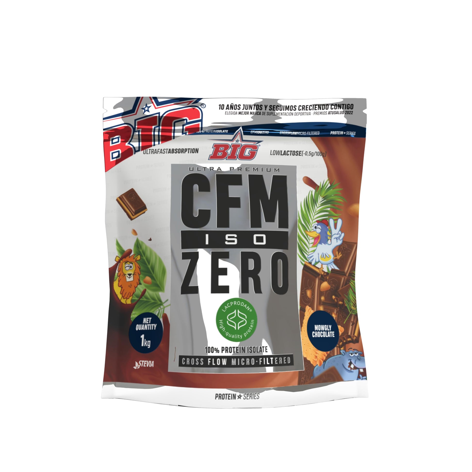 BIG - Proteina Isolada - Proteinas Whey para Masa Muscular - Whey Protein Isolate - Proteína en Polvo Materia Prima Premium Sin Grumos, Baja en Lactosa, Sin Azúcares Añadidos (1kg,Cacaolat)
