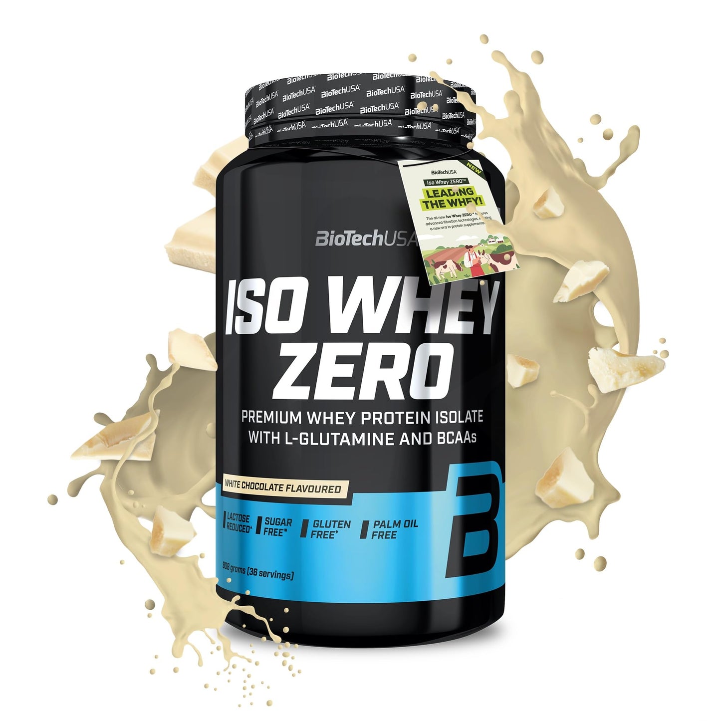 BioTechUSA Iso Whey Zero | Premium Whey Protein Isolate | Grass-Fed | Enzyme-Free | Sugar- and Gluten-free, 908 g, Chocolate