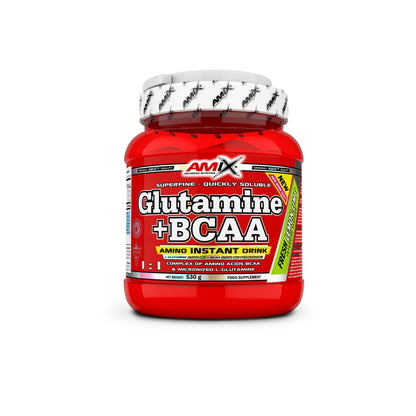 AMIX - Bcaa Glutamina - 530 Gramos - Complemento Alimenticio de Glutamina en Polvo - Reduce el Catabolismo Muscular - Óptimo para Deportistas - Sabor Piña - Aminoácidos Ramificados