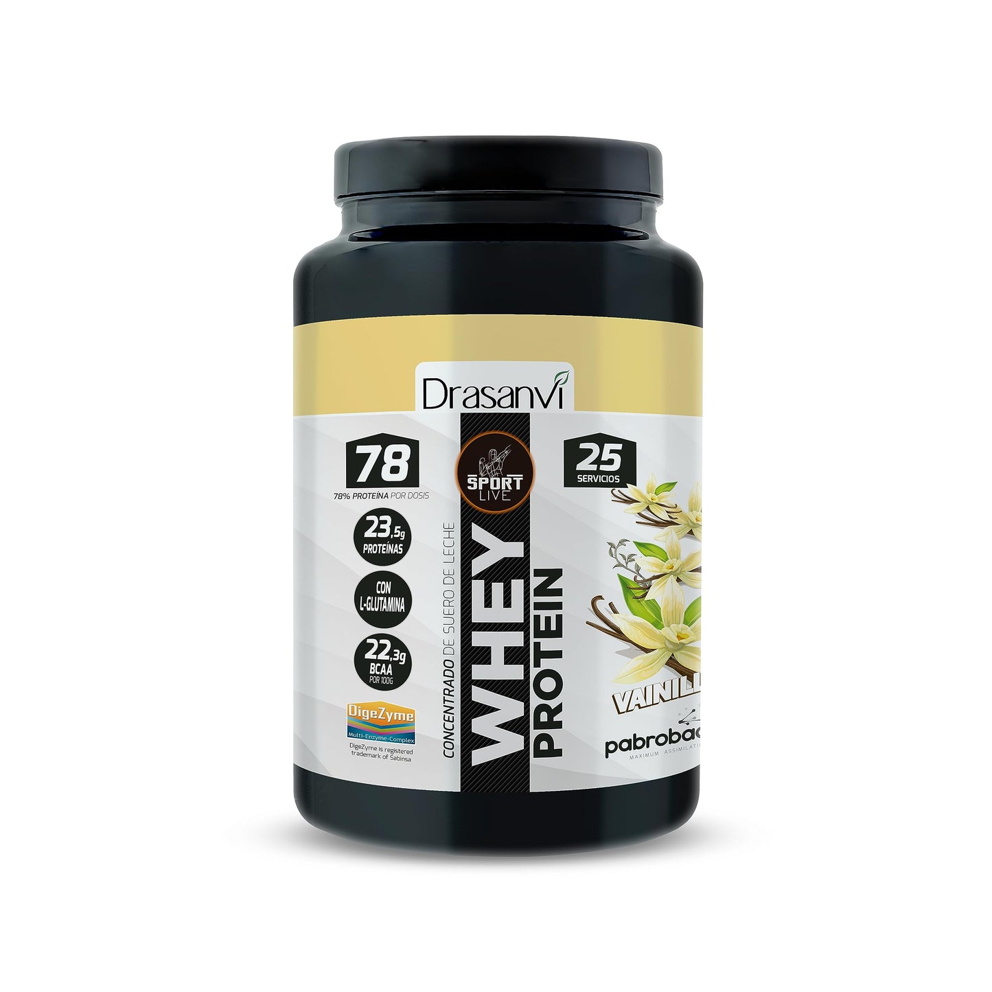SPORT LIVE Concentrado de proteinas de suero de leche | Whey Protein en polvo con L-Glutamina y L-Leucina | Ayuda a aumentar tu masa muscular | Mejora tus batidos |Doble Chocolate | 750 GR