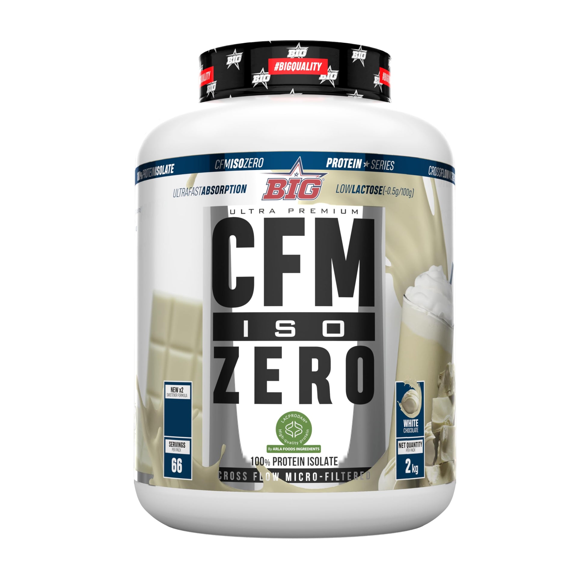 BIG - Proteina Isolada - Proteinas Whey para Masa Muscular - Whey Protein Isolate - Proteína en Polvo Materia Prima Premium Sin Grumos, Baja en Lactosa, Sin Azúcares Añadidos (1kg,Cacaolat)