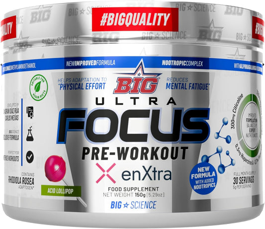 Pre Entreno Gimnasio - 30 Tomas - Pre Workout Potente con Nootropicos - Pre Entreno Fuerte con 300 mg Cafeina - Aumenta la Concentración y Reduce la Sensación de Fatiga (150g, Acid Lollipop)