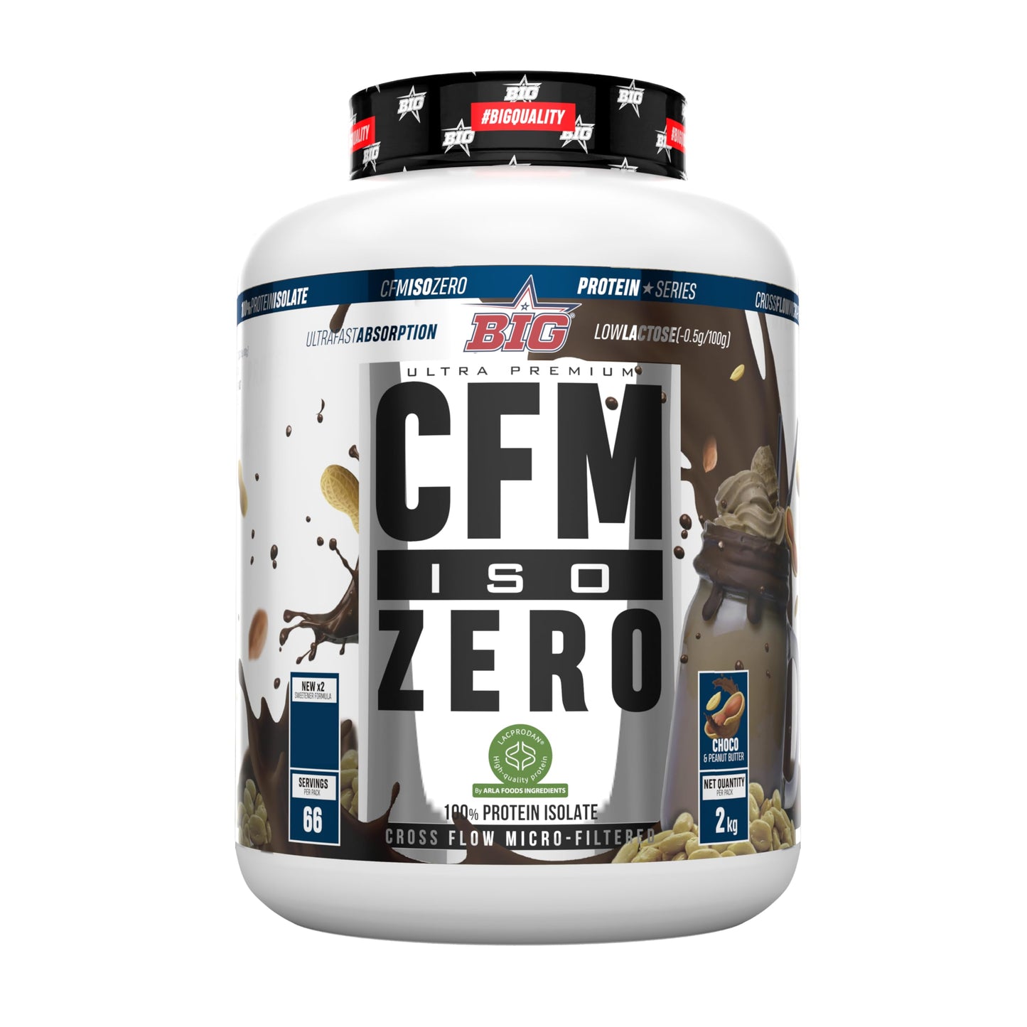 BIG - Proteina Isolada - Proteinas Whey para Masa Muscular - Whey Protein Isolate - Proteína en Polvo Materia Prima Premium Sin Grumos, Baja en Lactosa, Sin Azúcares Añadidos (1kg,Cacaolat)