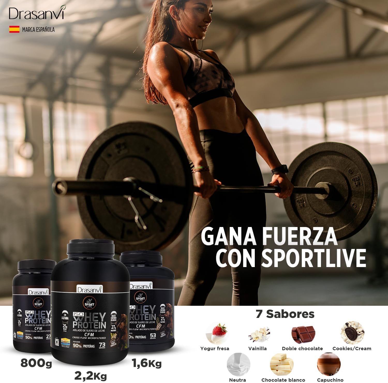 Drasanvi WHEY PROTEIN AISLADO DOBLE CHOCOLATE 2,2KG SPORT LIVE
