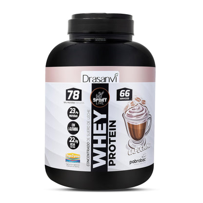 SPORT LIVE Concentrado de proteinas de suero de leche | Whey Protein en polvo con L-Glutamina y L-Leucina | Ayuda a aumentar tu masa muscular | Mejora tus batidos |Doble Chocolate | 750 GR