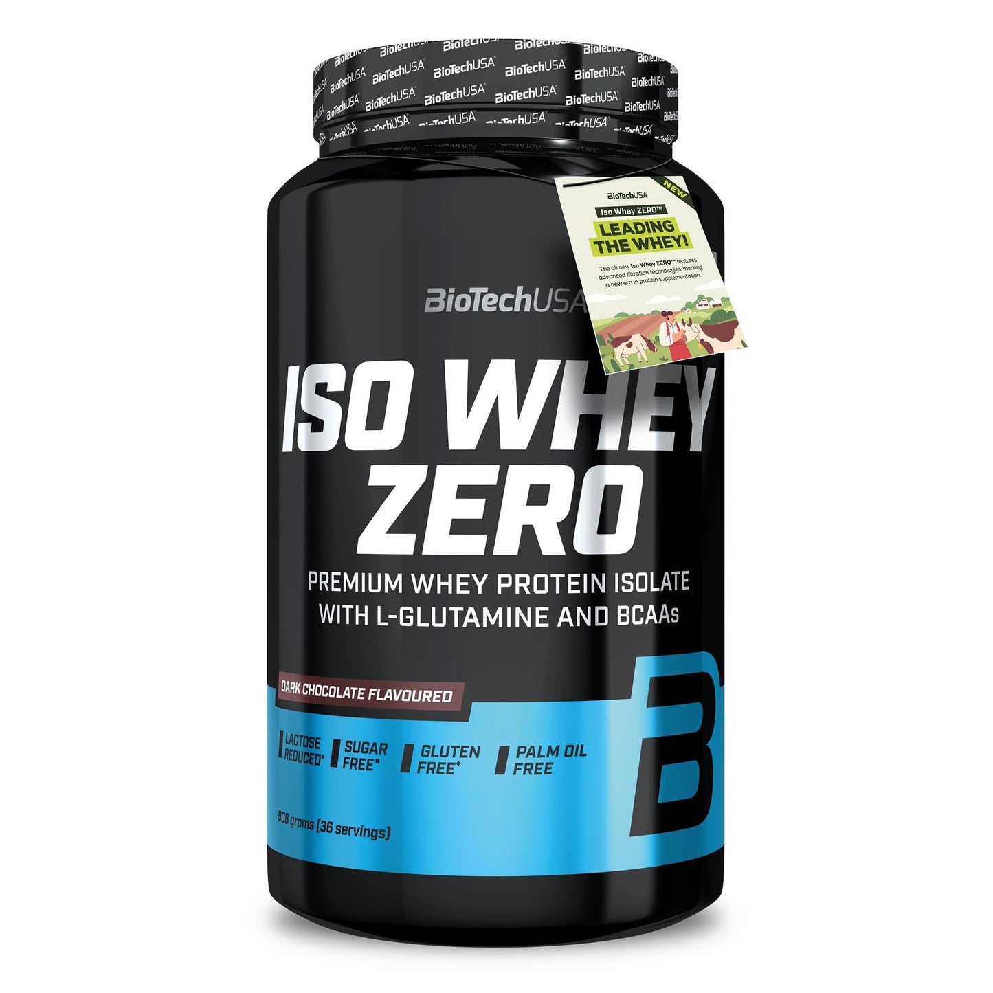 BioTechUSA Iso Whey Zero | Premium Whey Protein Isolate | Grass-Fed | Enzyme-Free | Sugar- and Gluten-free, 908 g, Chocolate