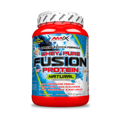 AMIX, Proteína Whey, Pure Fusión, Concentrado de Suero Ultra Filtrado, Sabor Cookie Crema, Proteínas para Aumentar Masa Muscula, Proteína Isolada con Splenda, Contiene L-glutamina , 1 Kg