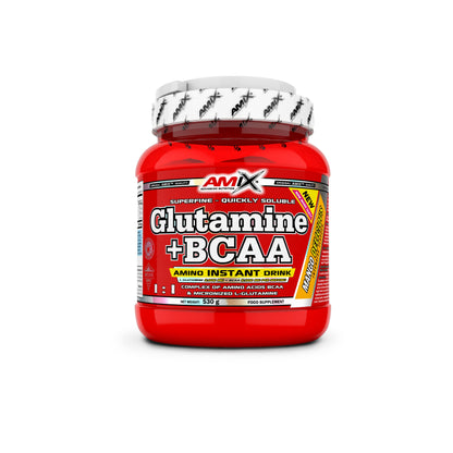 AMIX - Bcaa Glutamina - 530 Gramos - Complemento Alimenticio de Glutamina en Polvo - Reduce el Catabolismo Muscular - Óptimo para Deportistas - Sabor Piña - Aminoácidos Ramificados