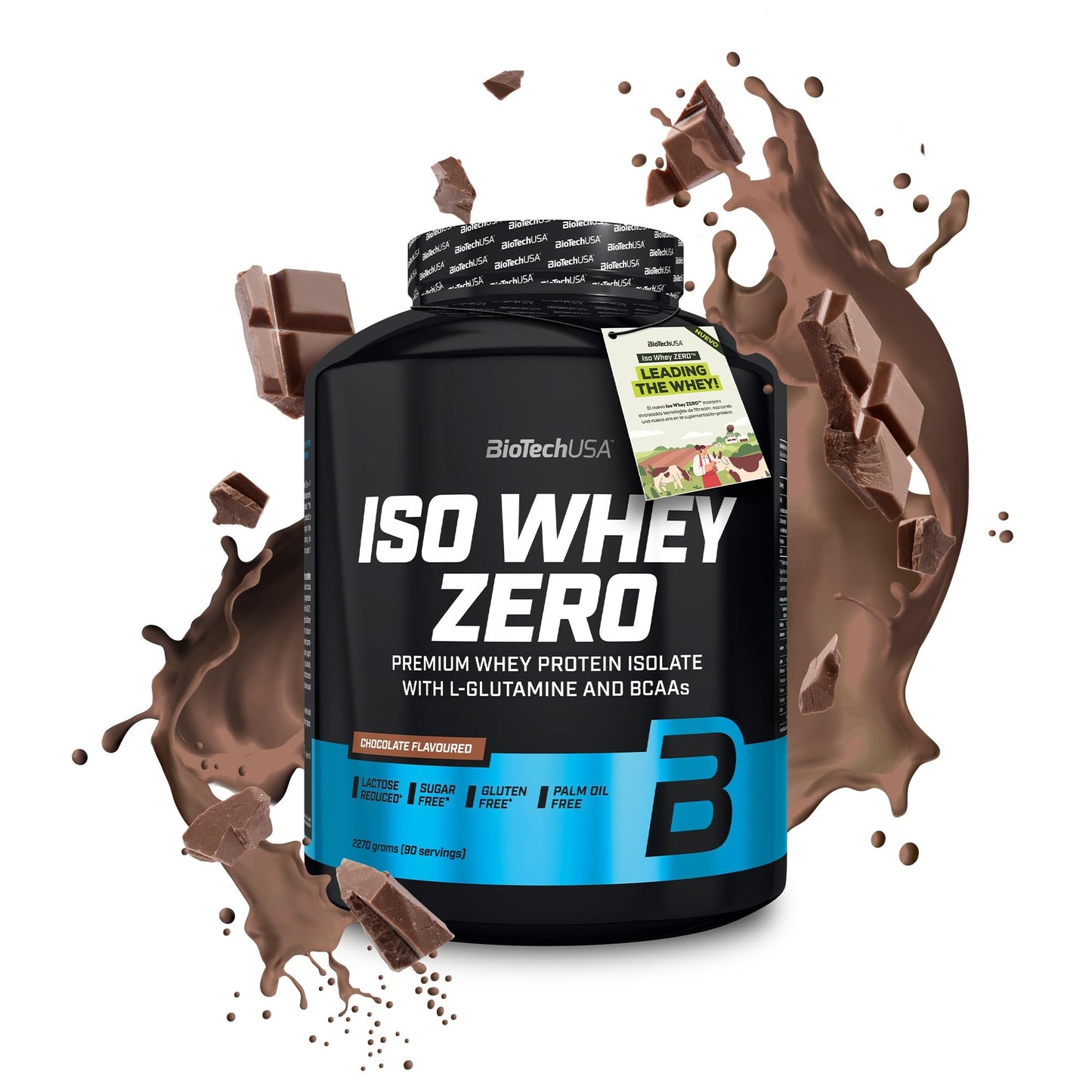 BioTechUSA Iso Whey Zero | Premium Whey Protein Isolate | Grass-Fed | Enzyme-Free | Sugar- and Gluten-free, 908 g, Chocolate