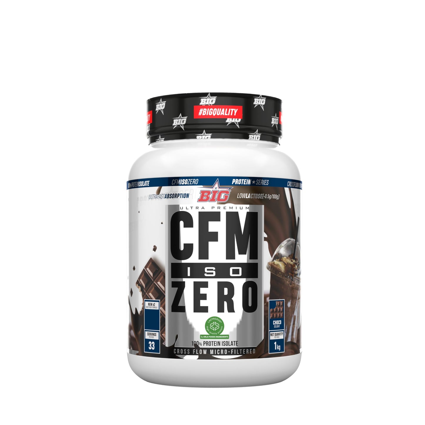 BIG - Proteina Isolada - Proteinas Whey para Masa Muscular - Whey Protein Isolate - Proteína en Polvo Materia Prima Premium Sin Grumos, Baja en Lactosa, Sin Azúcares Añadidos (1kg,Cacaolat)