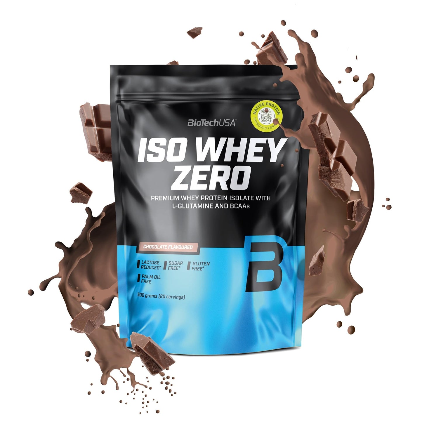 BioTechUSA Iso Whey Zero | Premium Whey Protein Isolate | Grass-Fed | Enzyme-Free | Sugar- and Gluten-free, 908 g, Chocolate