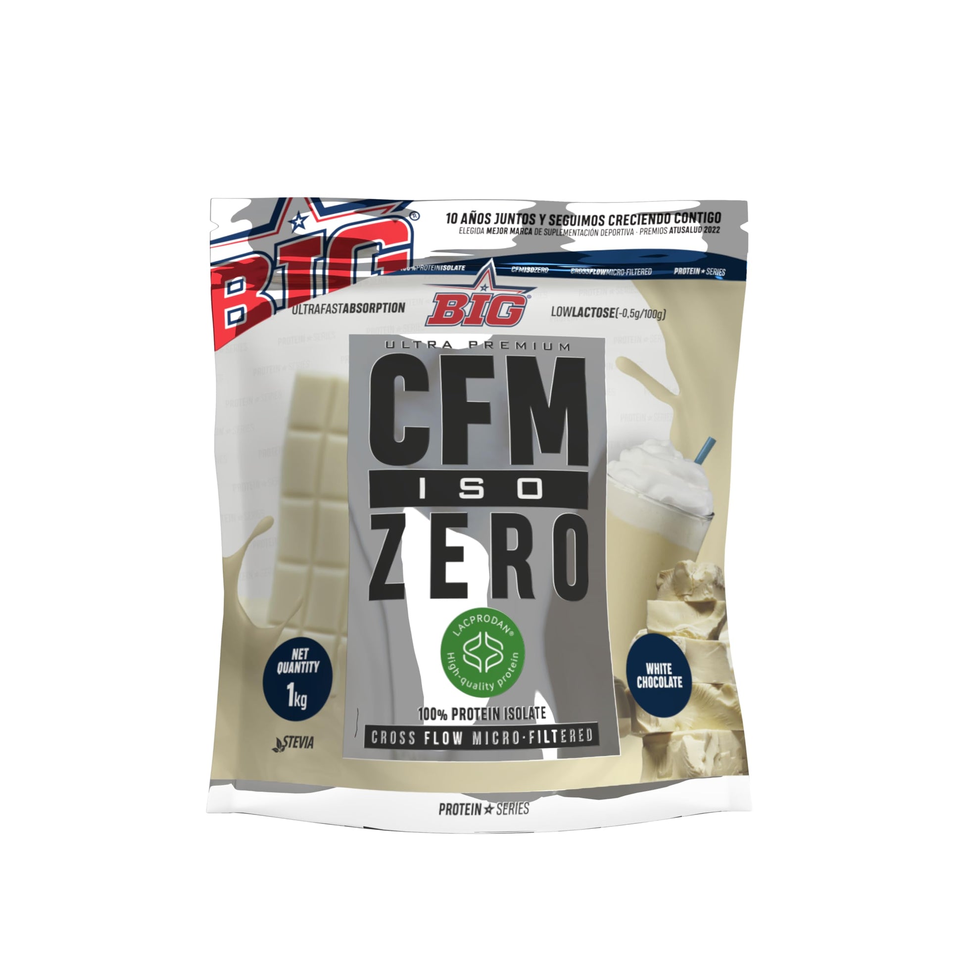 BIG - Proteina Isolada - Proteinas Whey para Masa Muscular - Whey Protein Isolate - Proteína en Polvo Materia Prima Premium Sin Grumos, Baja en Lactosa, Sin Azúcares Añadidos (1kg,Cacaolat)