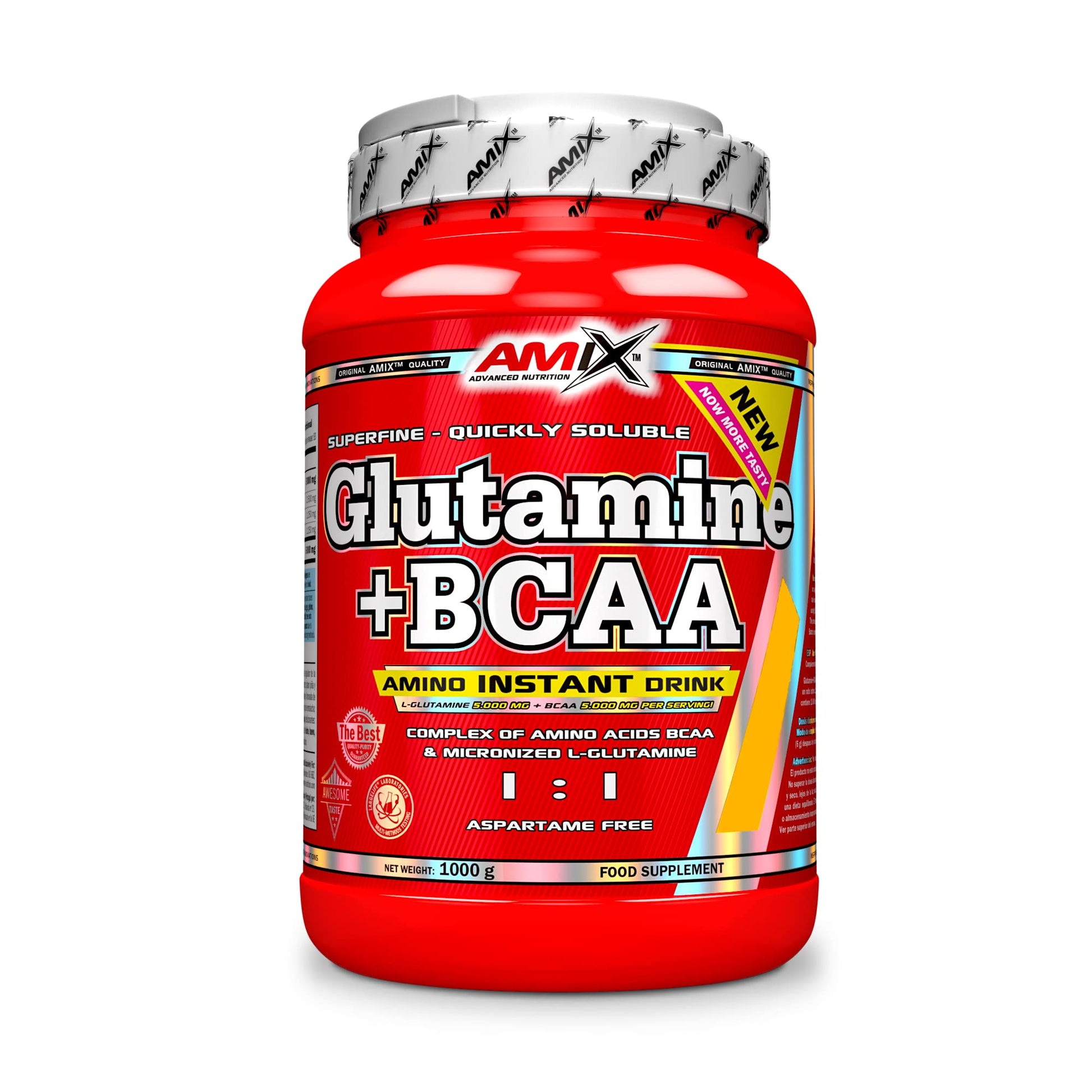 AMIX - Bcaa Glutamina - 530 Gramos - Complemento Alimenticio de Glutamina en Polvo - Reduce el Catabolismo Muscular - Óptimo para Deportistas - Sabor Piña - Aminoácidos Ramificados