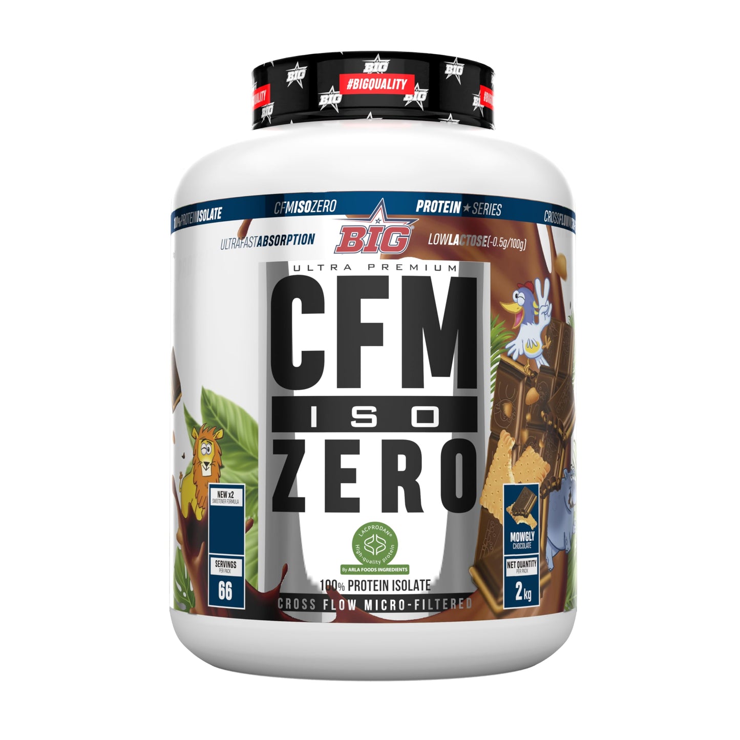 BIG - Proteina Isolada - Proteinas Whey para Masa Muscular - Whey Protein Isolate - Proteína en Polvo Materia Prima Premium Sin Grumos, Baja en Lactosa, Sin Azúcares Añadidos (1kg,Cacaolat)