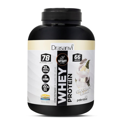 SPORT LIVE Concentrado de proteinas de suero de leche | Whey Protein en polvo con L-Glutamina y L-Leucina | Ayuda a aumentar tu masa muscular | Mejora tus batidos |Doble Chocolate | 750 GR