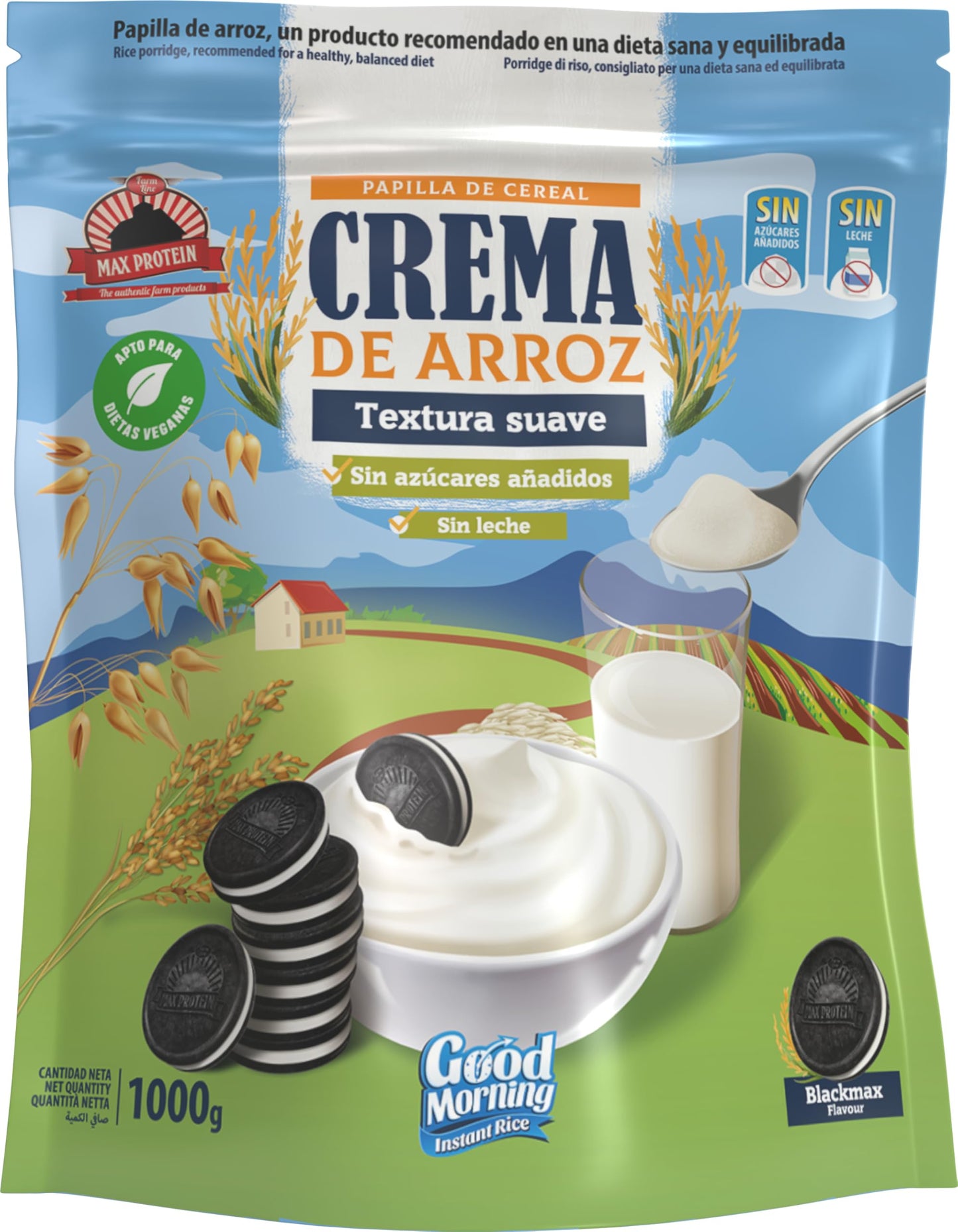 Crema de Arroz 1000g - Fácil Digestión, Ideal para Dietas Fitness, Perfecto para Pre-entrenos y Post-Entrenos, Textura Suave, Carbohidratos de Máxima Calidad (1000g, Chocolate)