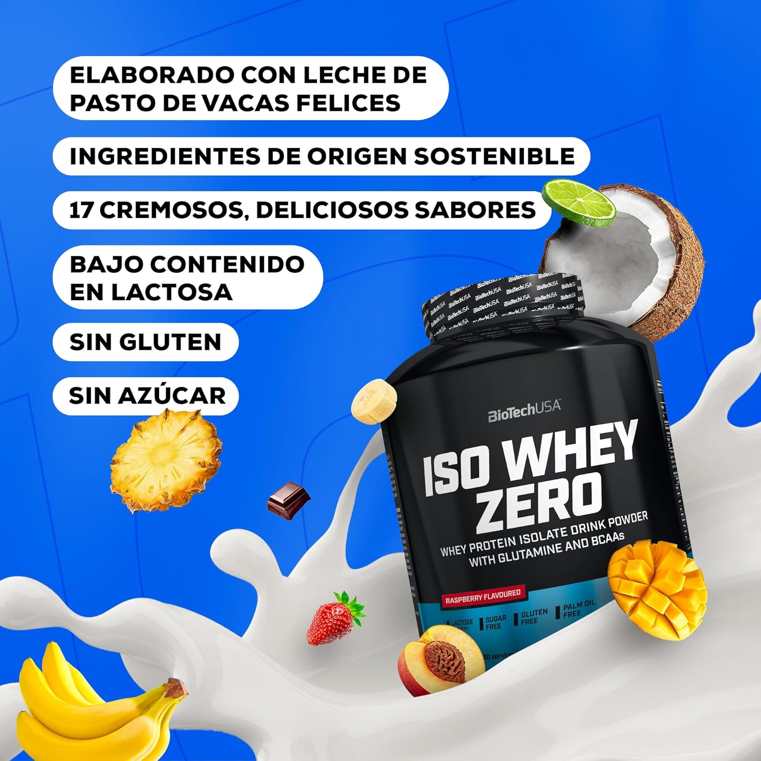 BioTechUSA Iso Whey Zero | Premium Whey Protein Isolate | Grass-Fed | Enzyme-Free | Sugar- and Gluten-free, 908 g, Chocolate