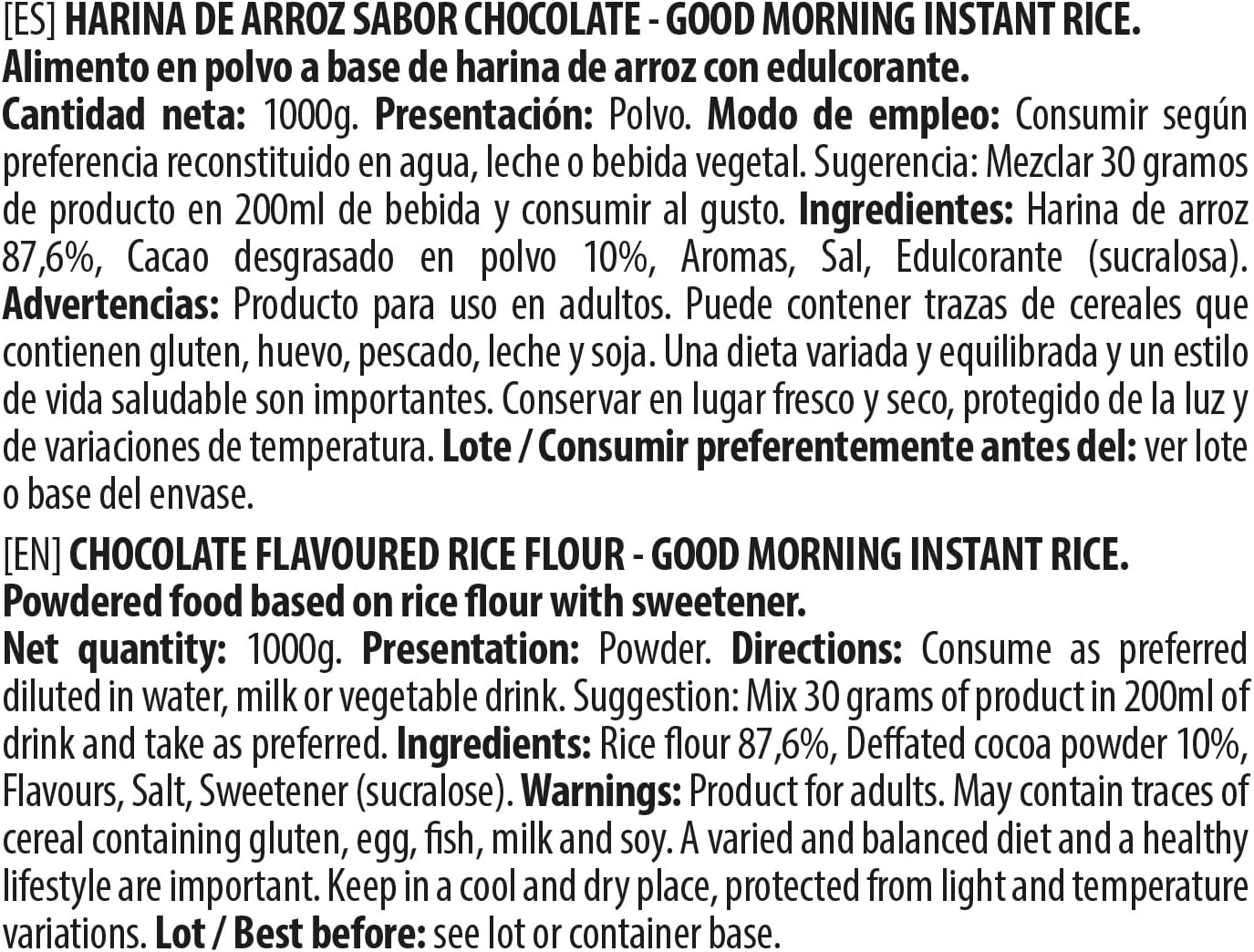 Crema de Arroz 1000g - Fácil Digestión, Ideal para Dietas Fitness, Perfecto para Pre-entrenos y Post-Entrenos, Textura Suave, Carbohidratos de Máxima Calidad (1000g, Chocolate)
