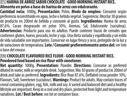 Crema de Arroz 1000g - Fácil Digestión, Ideal para Dietas Fitness, Perfecto para Pre-entrenos y Post-Entrenos, Textura Suave, Carbohidratos de Máxima Calidad (1000g, Chocolate)