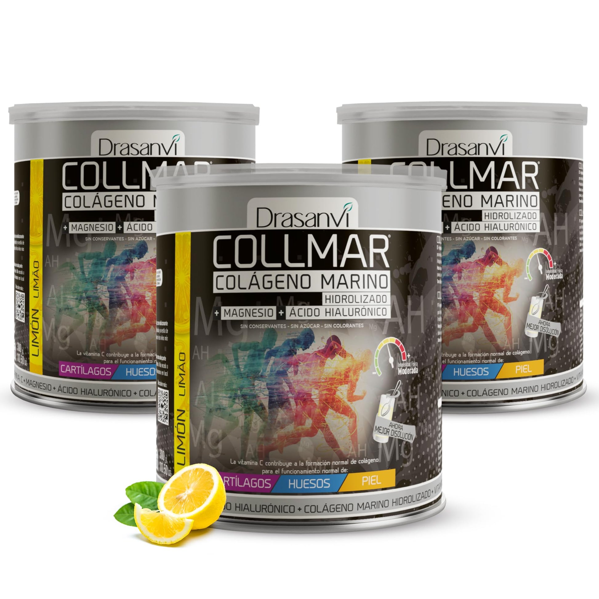 Drasanvi COLLMAR Colágeno Marino Hidrolizado con Ácido Hialurónico, Magnesio, Vitamina C | para cartílagos, huesos y piel | Sin edulcorantes |Alta dosis 9.717 mg/dia |300g de polvo | Sabor Vainilla
