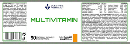 Scientiffic Nutrition - Multivitamin, Multivitaminas, Suplemento que Continene 12 Vitaminas en Caramelos Masticables, C, E, A, D, B1, B6, B12, Aporta Energía y Vitalidad, 0 Azúcares - 90 cápsulas.