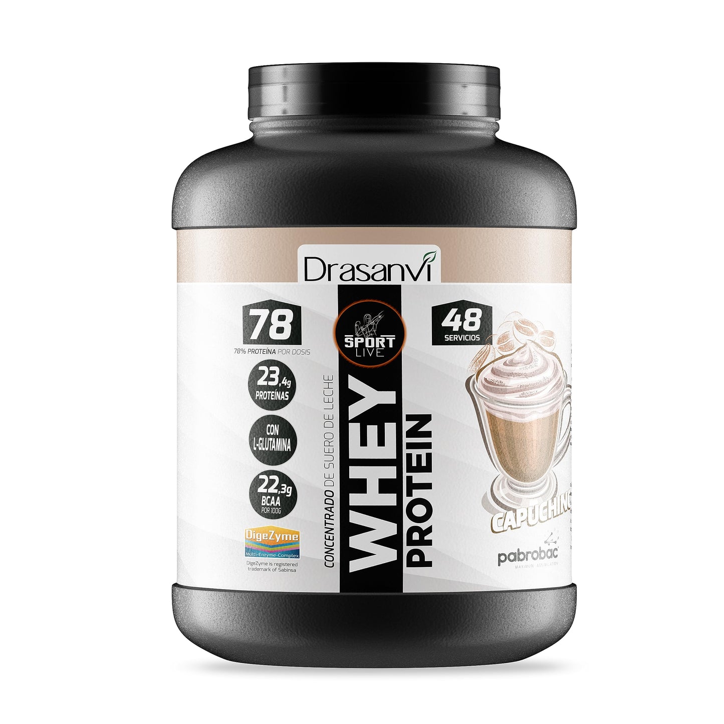 SPORT LIVE Concentrado de proteinas de suero de leche | Whey Protein en polvo con L-Glutamina y L-Leucina | Ayuda a aumentar tu masa muscular | Mejora tus batidos |Doble Chocolate | 750 GR