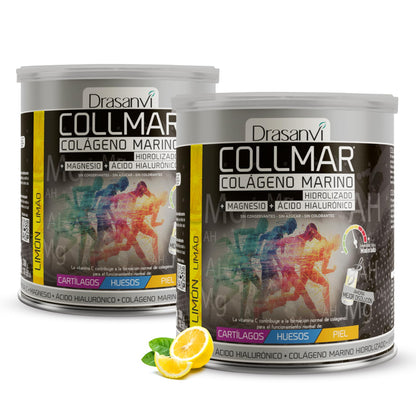 Drasanvi COLLMAR Colágeno Marino Hidrolizado con Ácido Hialurónico, Magnesio, Vitamina C | para cartílagos, huesos y piel | Sin edulcorantes |Alta dosis 9.717 mg/dia |300g de polvo | Sabor Vainilla