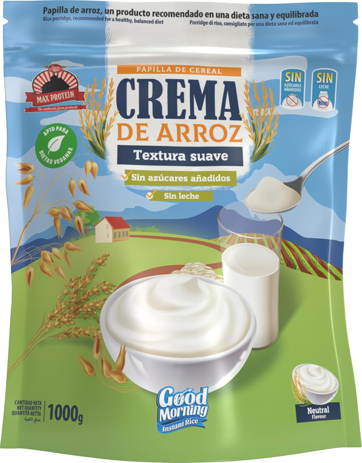Crema de Arroz 1000g - Fácil Digestión, Ideal para Dietas Fitness, Perfecto para Pre-entrenos y Post-Entrenos, Textura Suave, Carbohidratos de Máxima Calidad (1000g, Chocolate)