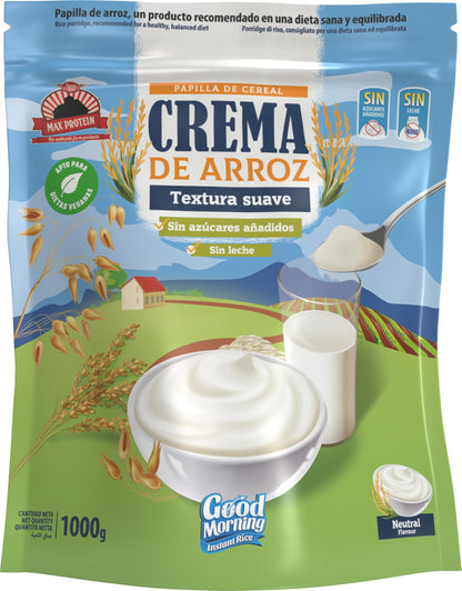 Crema de Arroz 1000g - Fácil Digestión, Ideal para Dietas Fitness, Perfecto para Pre-entrenos y Post-Entrenos, Textura Suave, Carbohidratos de Máxima Calidad (1000g, Chocolate)
