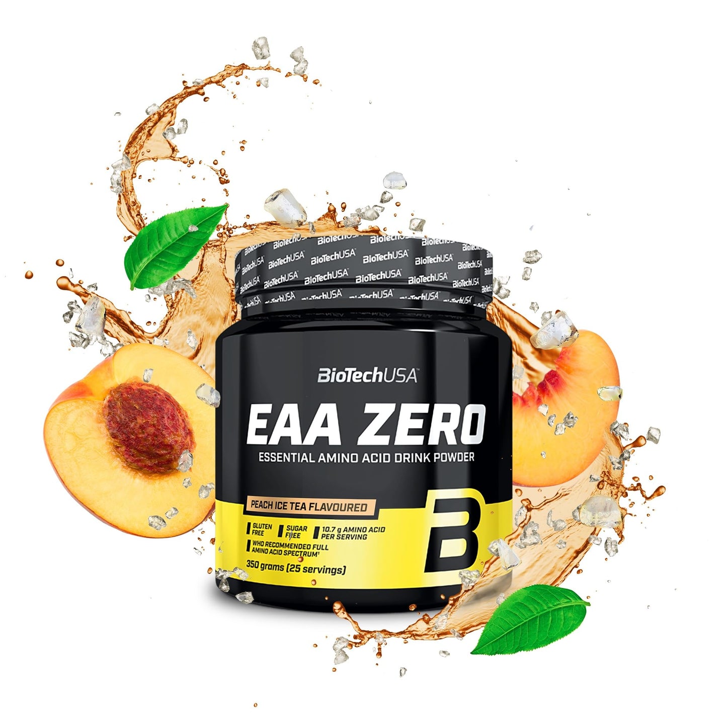 BioTechUSA EAA Zero - Essential Amino Acid Power | 7160mg EAA/porción | Proporción recomendada por la OMS | Sin azúcar, sin gluten, 350 g, Limón
